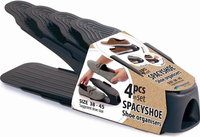 Batų organizatorių rinkinys Prosperplast Spacyshoe, antracito spalvos, 4 vnt.