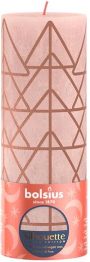 Rustikinė žvakė 190 × 68 mm rožinė/gintarinė