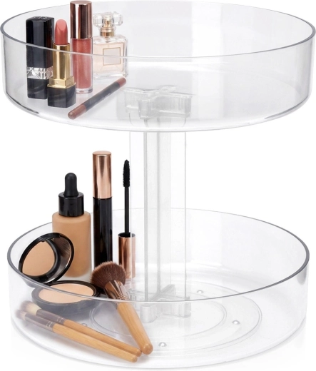 Rotating two-tier cosmetics organizer 21 × 21 × 21.5 cm