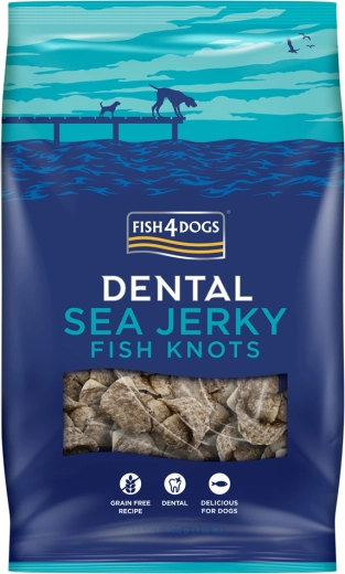 Fish4Dogs Dental Sea dantų skanėstai šunims iš jūrinės žuvies – mazgeliai 500 g