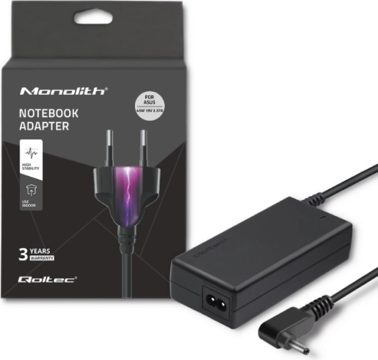Power adapter for ASUS laptops 45 W, 19 V, 2.37 A, connector 4.0 × 1.35 mm + power cable