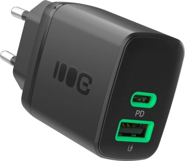 30W Wall Charger with USB‑C and USB‑A – Greencell PowerSource Duo30 Black
