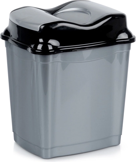 Plastikinė šiukšliadėžė su atverčiamu dangčiu 16 l, pilka