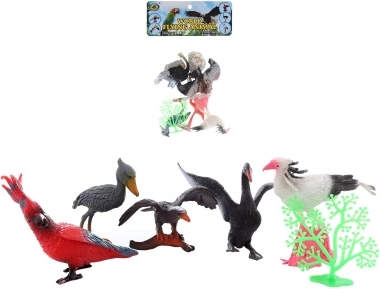 Set of Plastic Birds with Accessories in a Bag