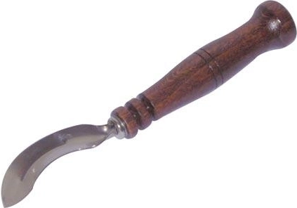 Right-handed crescent peeler, genuine stainless steel with wooden handle, 17 cm