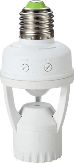 E27 bulb holder with 360° PIR motion and dusk sensor MACLEAN