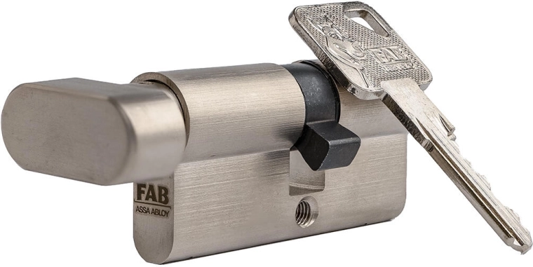 Security cylinder lock with knob FAB 3 HOME 30/35, nickel, 6 keys, security class 3