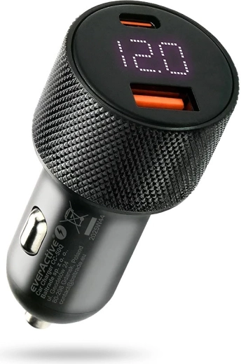 Automobilinis įkroviklis EVERACTIVE 75 W su USB‑C PD ir USB‑A QC 3.0