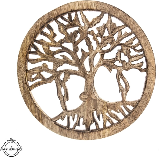 Tree of Life made of mango wood – round wall decoration
