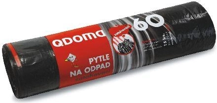 Užveržiami šiukšlių maišai 60 l, juodi (15 vnt.)