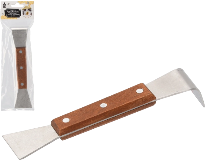 Beekeeping hive tool made of stainless steel with wooden handle 20 cm