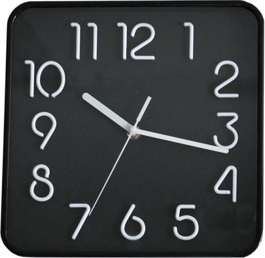 Wall Clock 25.3 × 25.3 cm with 3D Dial – Black