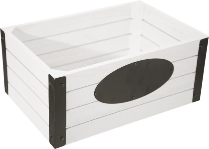Rustic Wooden and Metal Crate 30 × 20 × 13 cm