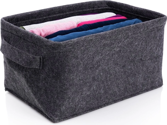 Foldable felt storage basket 36 × 27 × 20 cm, black