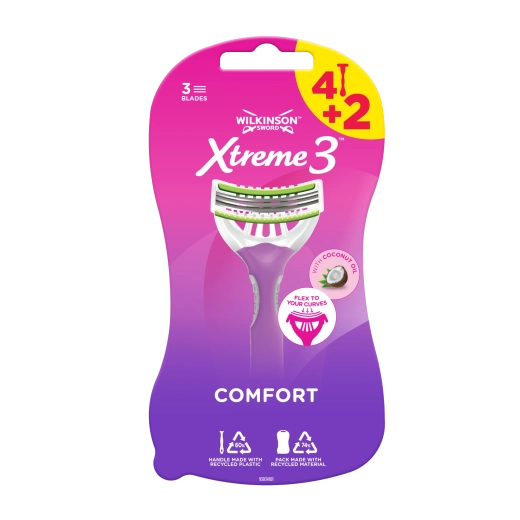 Moteriški vienkartiniai skutimosi skustuvai Wilkinson Sword Xtreme 3 Beauty, 6 vnt.