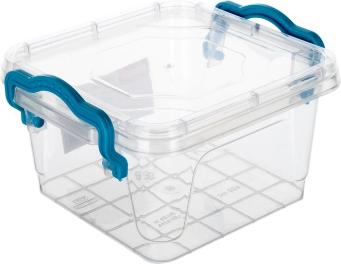 Gema Square Container 0.4 l with Turquoise Handles