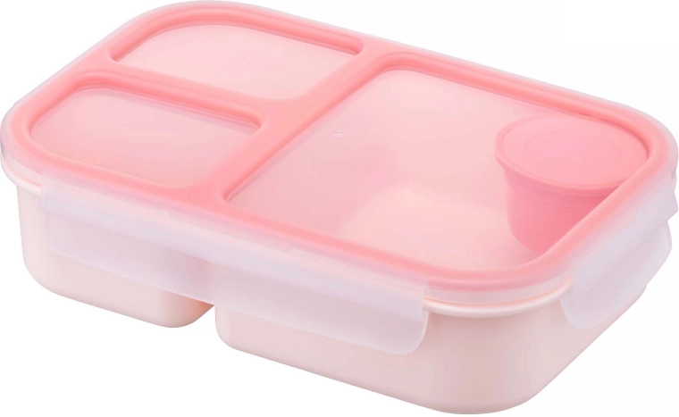 Maisto dėžutė su 3 pertvaromis 1,5 l rožinė plastikinė – 1 vnt.