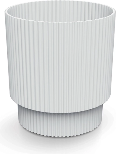 Milly Flower Pot 12.8 cm White – modern plastic cover with ribbing