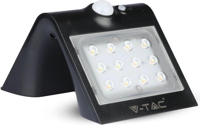 Saulės energija maitinamas sieninis LED šviestuvas 1,5 W, juodas – V-TAC