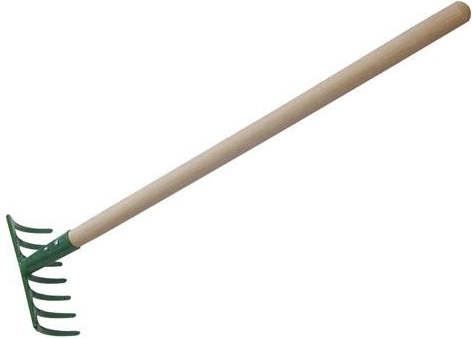 Grėbliukas su 7 dantimis ir mediniu 50 cm kotu
