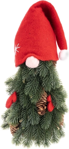 Christmas gnome made of plastic with a twig motif, red, 38 cm