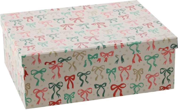 Christmas gift presentation box with bow 39 × 30 × 14.5 cm