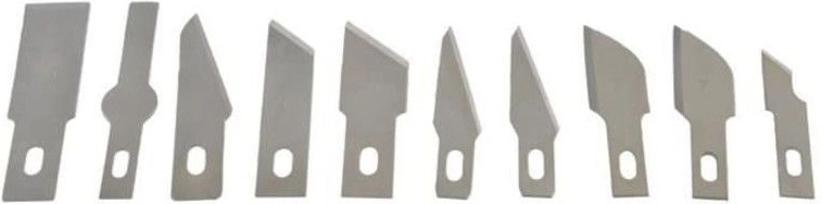 13 interchangeable blades of various shapes