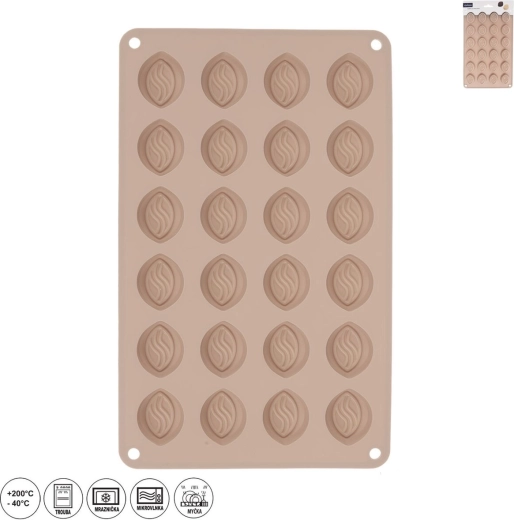Silicone mold for pralines and chocolate, 24 cavities, beige