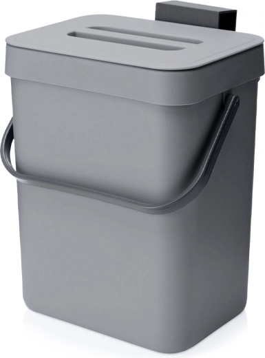 Pakabinama šiukšliadėžė spintelės durelėms, pilka, 3 l