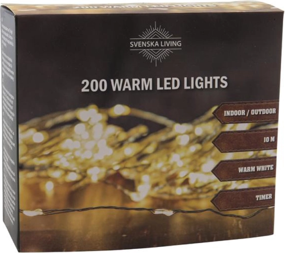Šviesos girlianda su laikmačiu 200 LED, 10 m