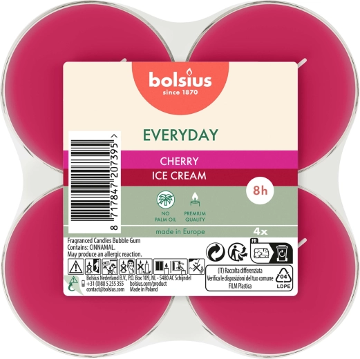 „Cherry Ice Cream“ maxi arbatinės žvakutės, 4 vnt. rinkinys