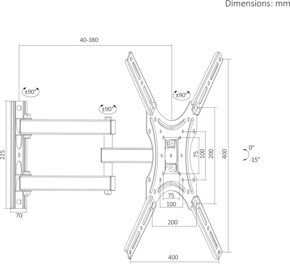 Practical dimensions and adjustment range