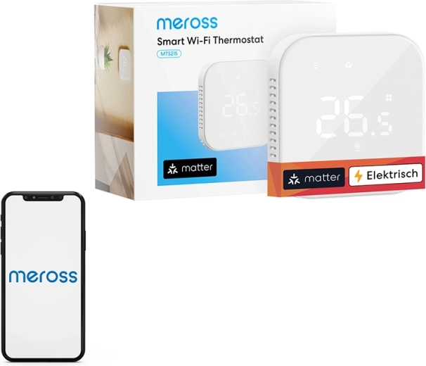 Išmanusis Wi‑Fi termostatas grindiniam šildymui MEROSS MTS215MA (Matter)