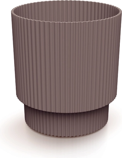 Milly plastic flower pot 14.6 cm marsala with ribbed design