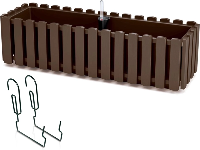 Self-watering hanging balcony planter 58 cm brown BOARDEE FENCYCASE