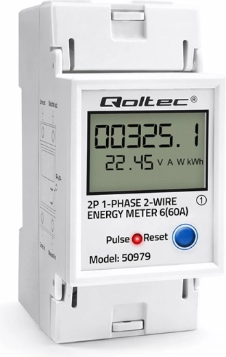 Vienfazis DIN bėgio skaitiklis su LCD, LED indikacija ir RESET funkcija 230 V 60 A
