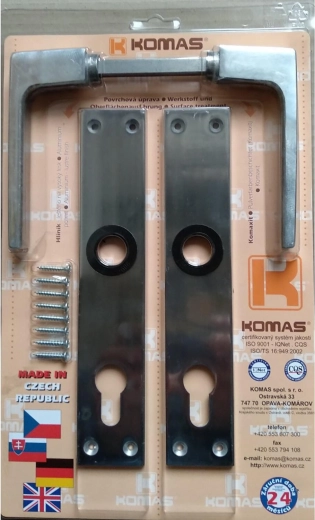 Door handle with backplate for cylinder lock, aluminum