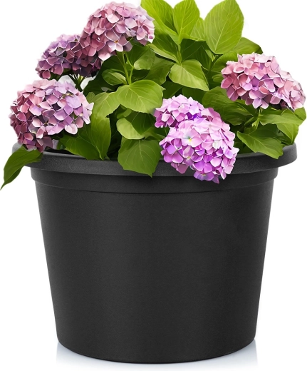 Garden plastic flower pot black round 34 cm