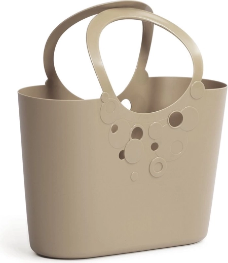 Plastikinė tašė LILY mocca 6,4 l – elegantiška lengva pirkinių ir paplūdimio tašė