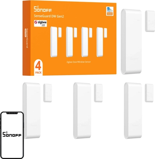 Sonoff Zigbee langų ir durų atidarymo jutiklis SNZB-04PR2 (4 vnt.)