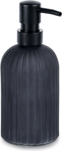 Stiklinis muilo dozatorius 400 ml – matinės juodos spalvos, rievėtas