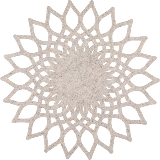 Round felt placemat 38 cm – beige flower