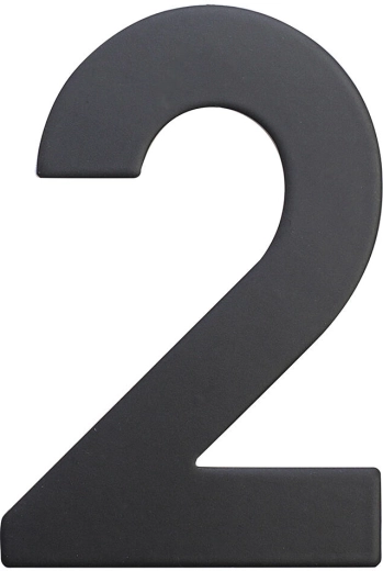 House number 2, 75 mm, stainless steel, matte black