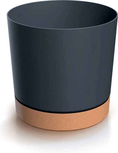 Flowerpot with Saucer TUBO ECO anthracite/naturo 12.8 cm