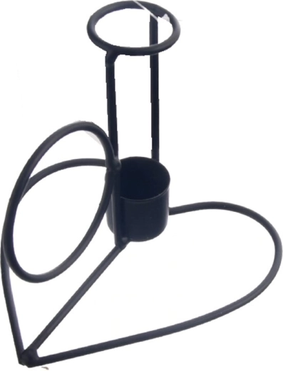 Black metal heart candle holder