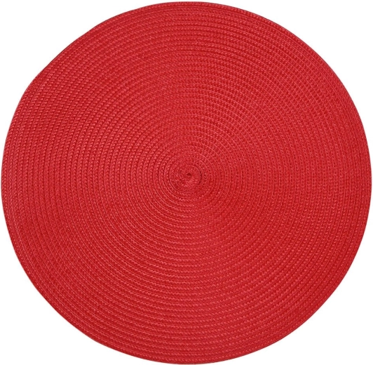Apvalus stalo padėkliukas iš PP, šiaudų išvaizdos, 38 cm, raudonas