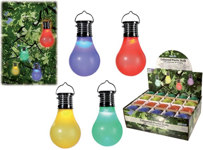 Saulės energija įkraunama pakabinama plastikinė LED lemputė 10 × 5 cm