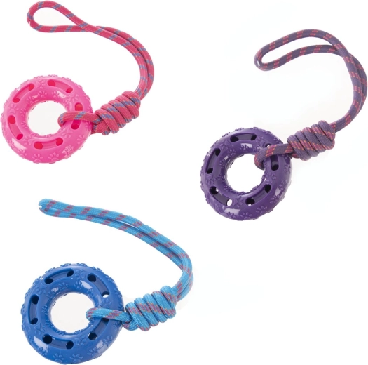 Šuns žaislas iš tvirto plastiko ir virvės 51 cm (3 variantai)
