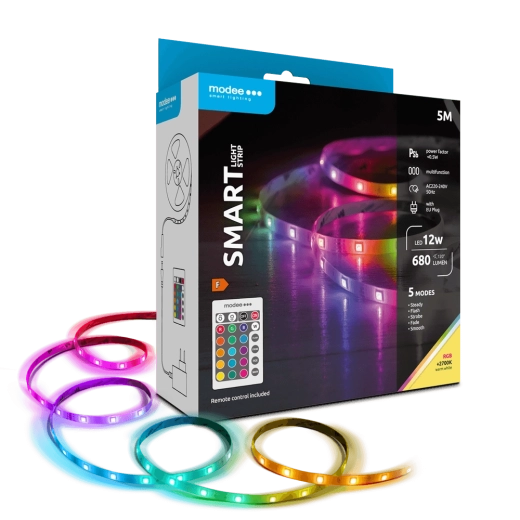 Modee LED Smart – išmanioji LED juosta 12 W, 5 m, 2700K + RGB, 680 lm, IP20