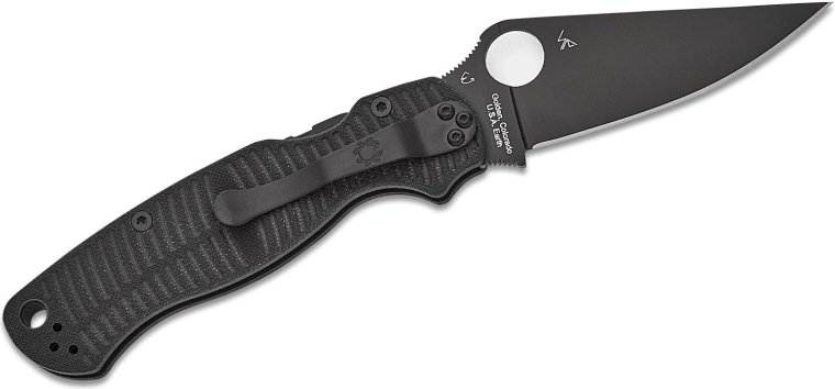 Folding Knife Spyderco Para Military 2 Salt, Black G-10, CPM MagnaCut, Black Blade